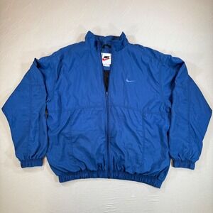 Nike '90's Vintage Windbreaker Jacket Women's XL Full Zip Blue Lightweight Coat